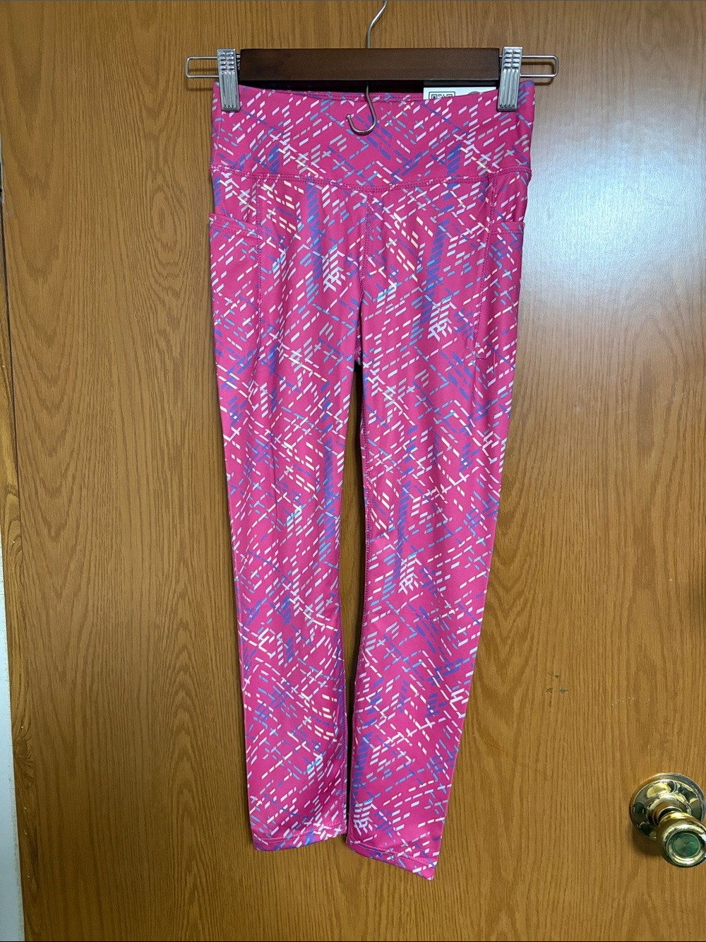 Girls Pink Geometric Print Leggings